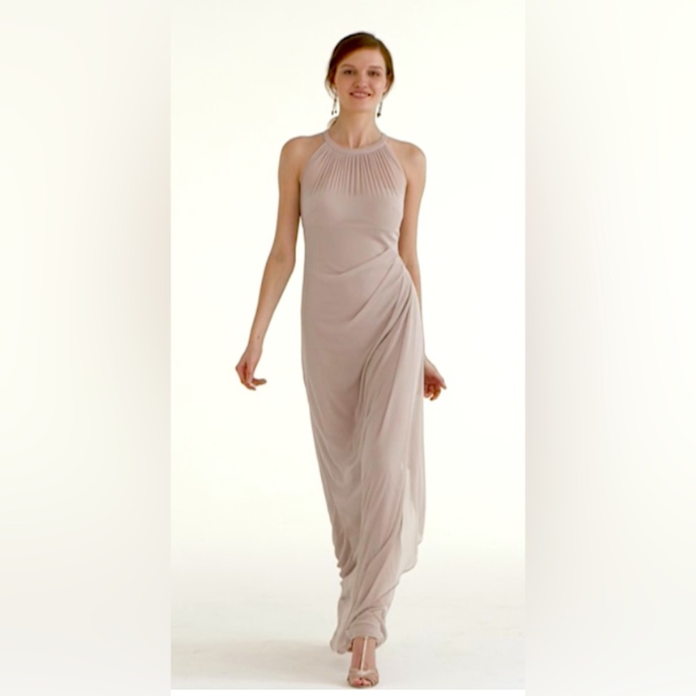 David’s Bridal Sleeveless Long Mesh Dress with Illusion Neckline